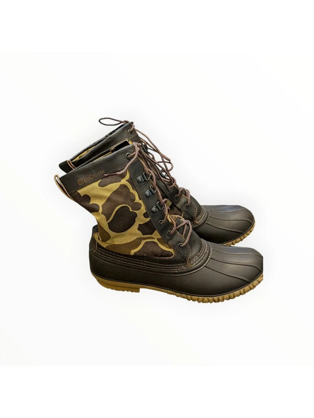 Vintage LaCrosse 1356 Duck Boots Camo Insulated USA Made Men's 9 M Hunting